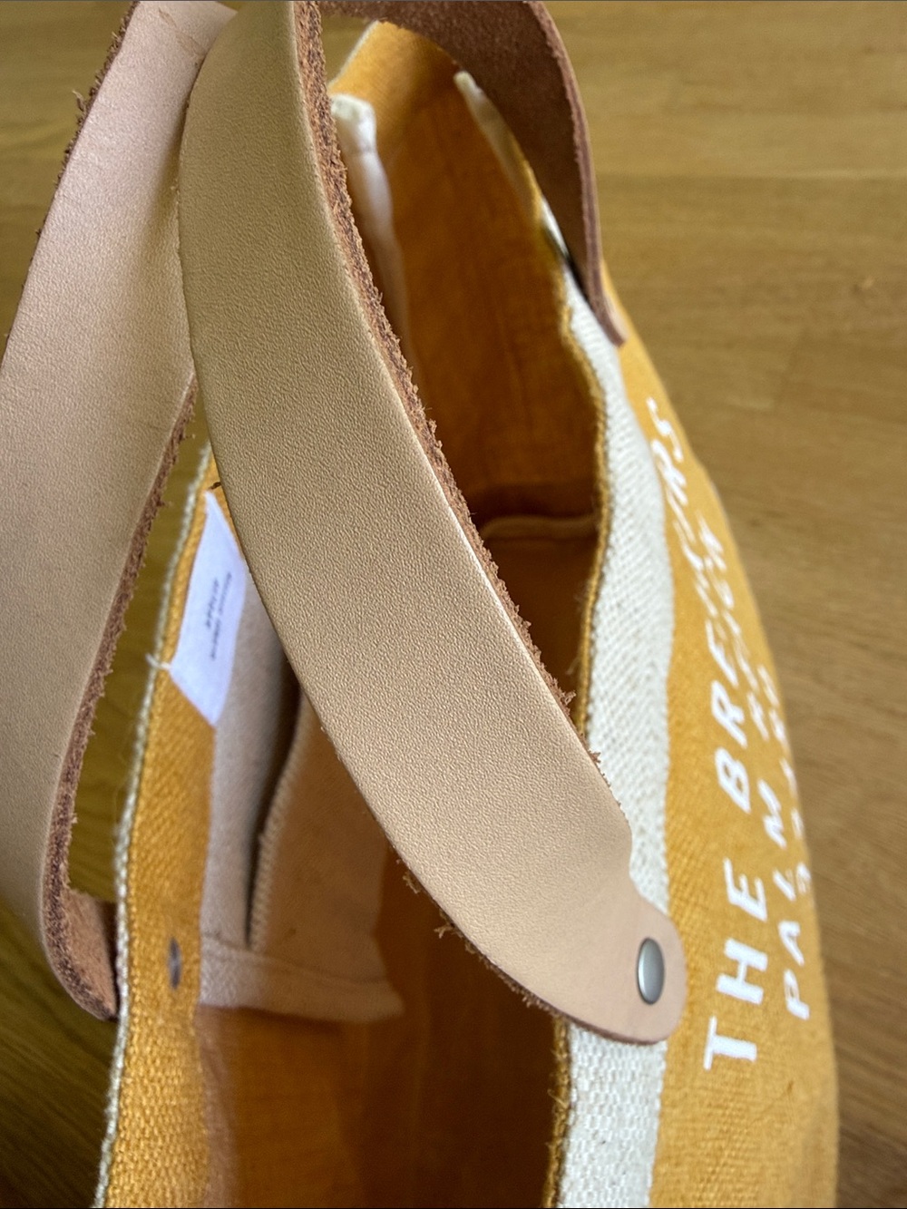 The Breakers Palm Beach Canvas Tote - Mustard & Natural - Picture 5 of 5